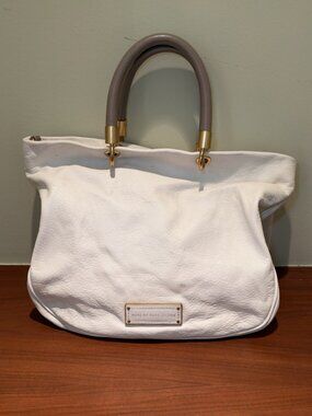 Marc by Marc Jacobs White Leather Slouchy Satchel Handbag